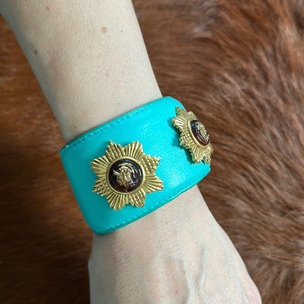 Turquoise LEATHER adjustable bracelet